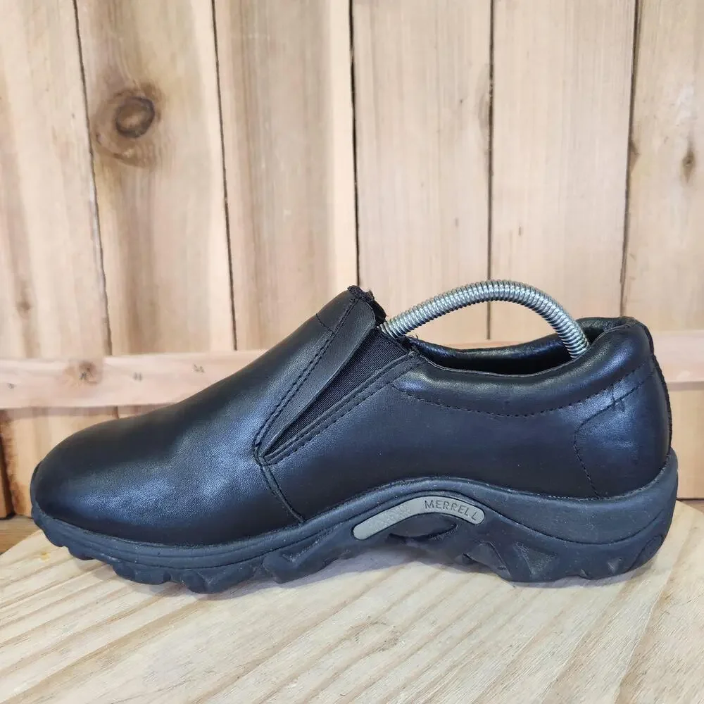 Merrell Jungle Moc Shoes Mens 9.5 Black Leather Slip On Work Comfort Walking